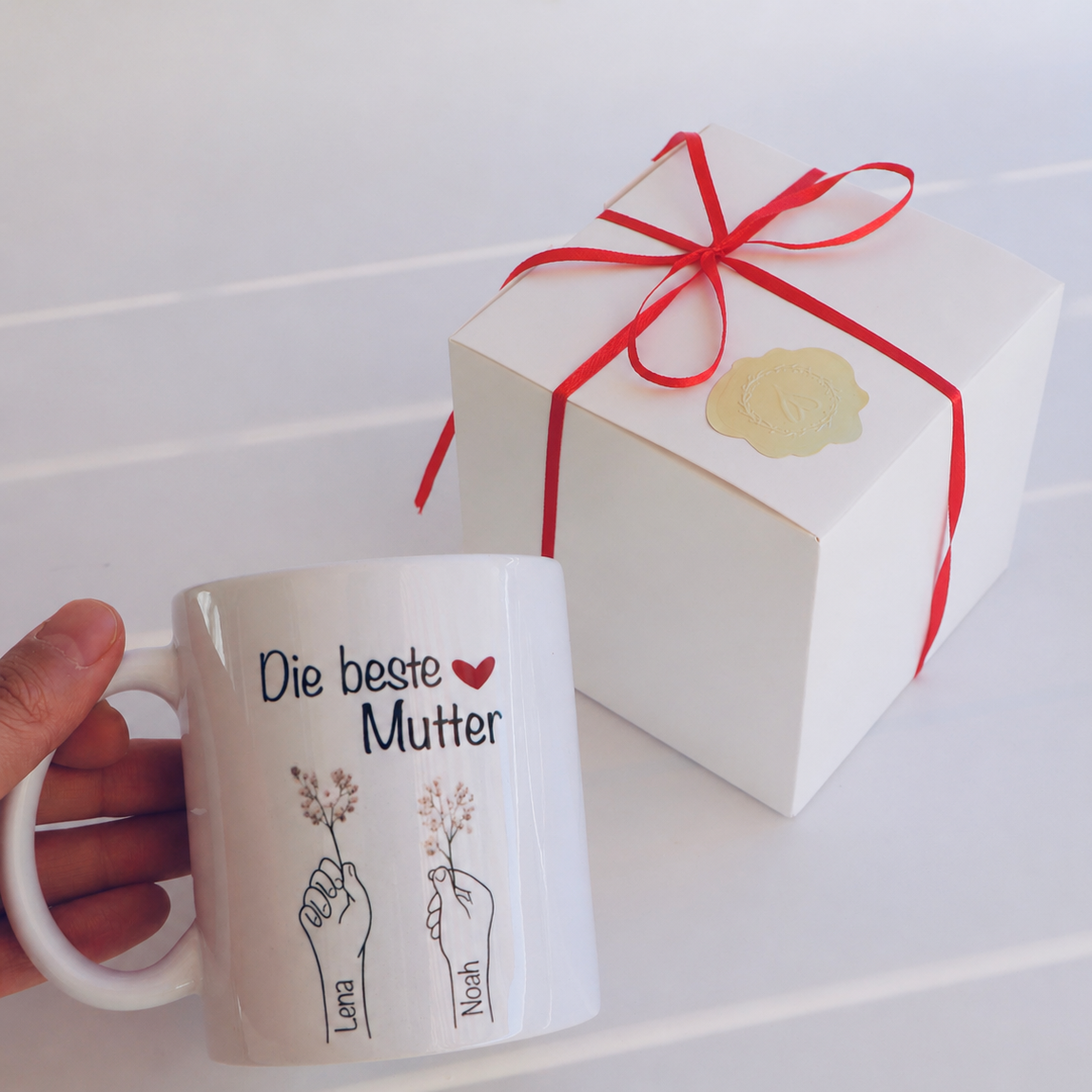 Blumen für Mama – Personalisierte Muttertags Tasse