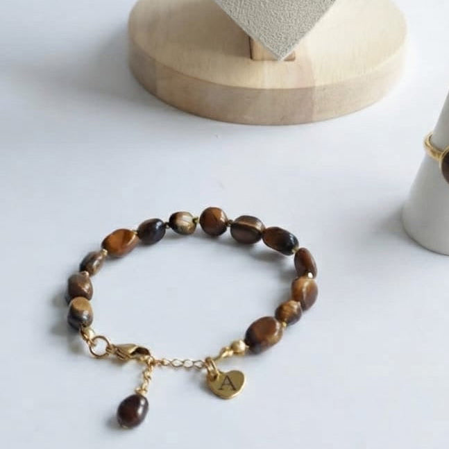 Nazenin – Personalisierbares Armband aus echtem Tigerauge & Hämatit