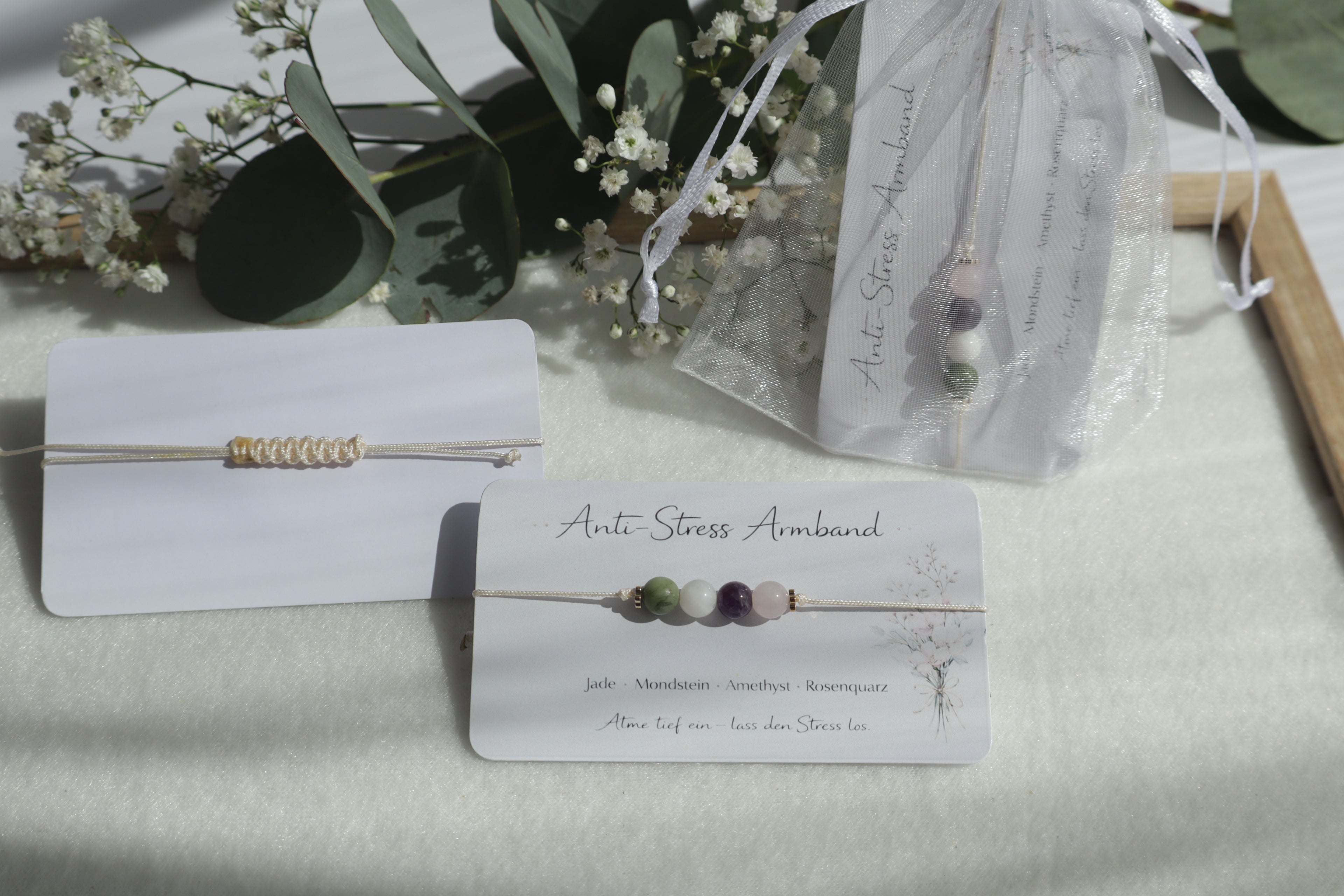 Anti-Stress Naturstein Armband – Minimal & Verstellbar