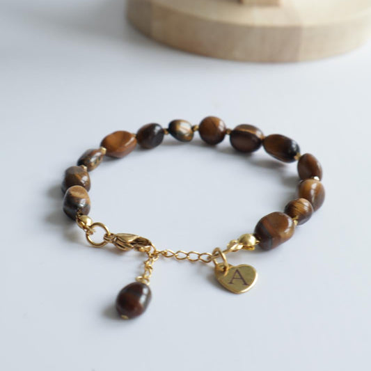 Nazenin – Personalisierbares Armband aus echtem Tigerauge & Hämatit