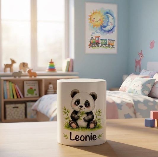 Personalisierte Spardose mit Tiermotiv – Wunschname | Geschenk zur Geburt, Taufe oder Geburtstag