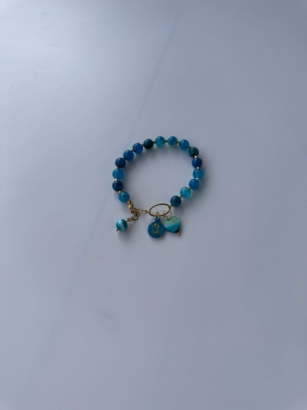 Naturstein Armband mit Edelstahl Details – Verstellbar