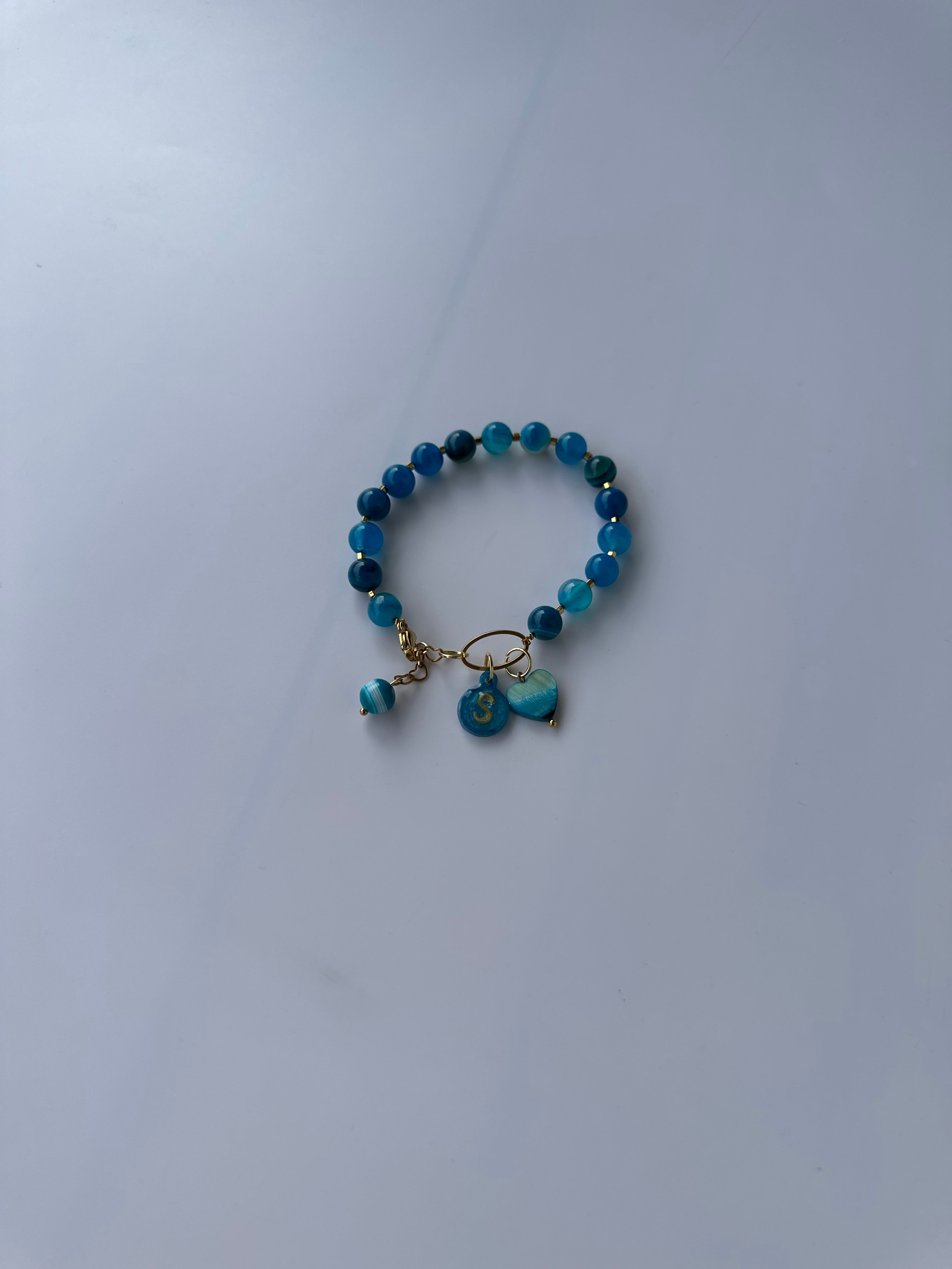 Naturstein Armband mit Edelstahl Details – Verstellbar