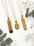 Personalisierte Geburtsblumen-Kette aus Edelstahl