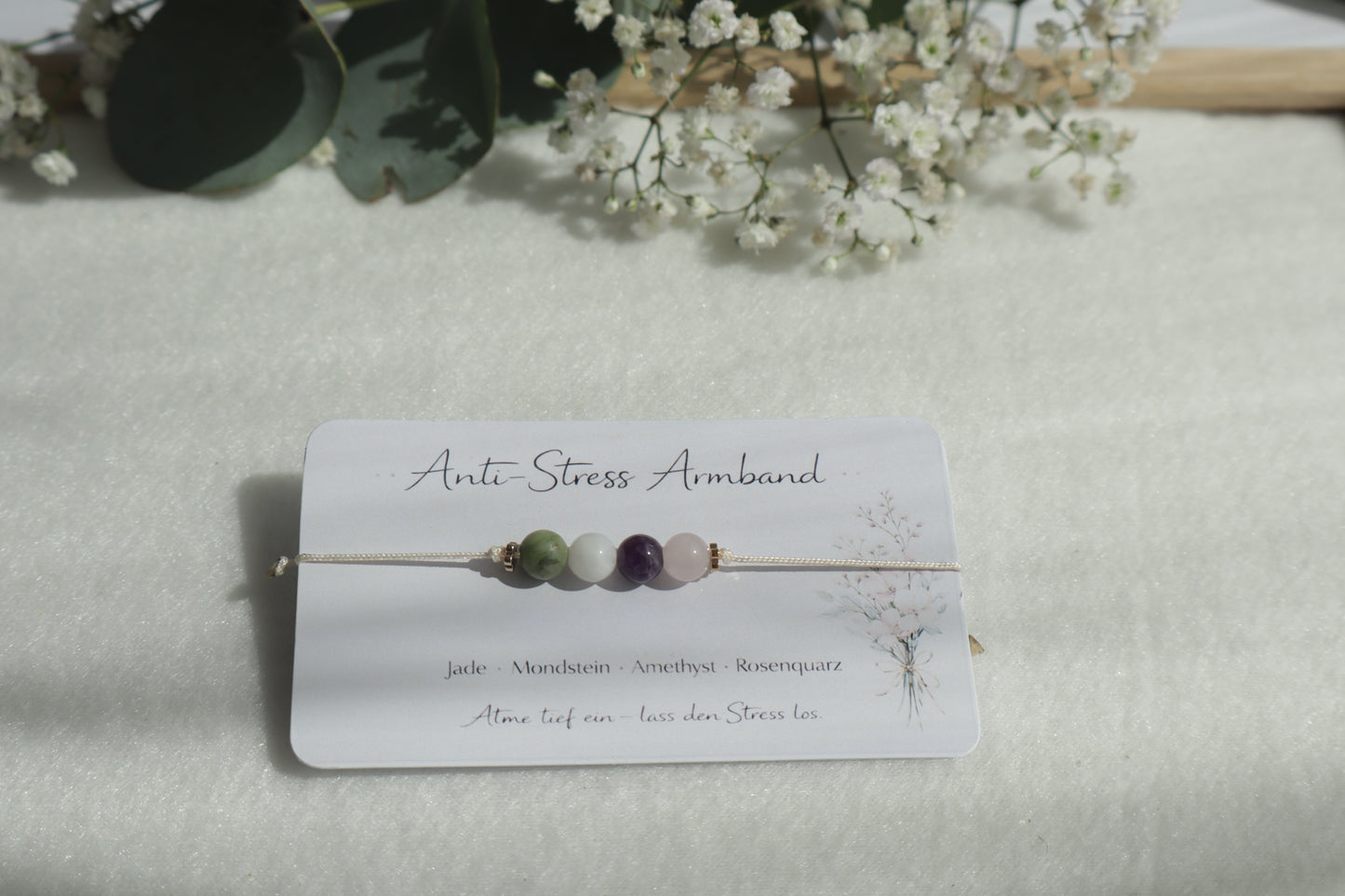 Anti-Stress Naturstein Armband – Minimal & Verstellbar