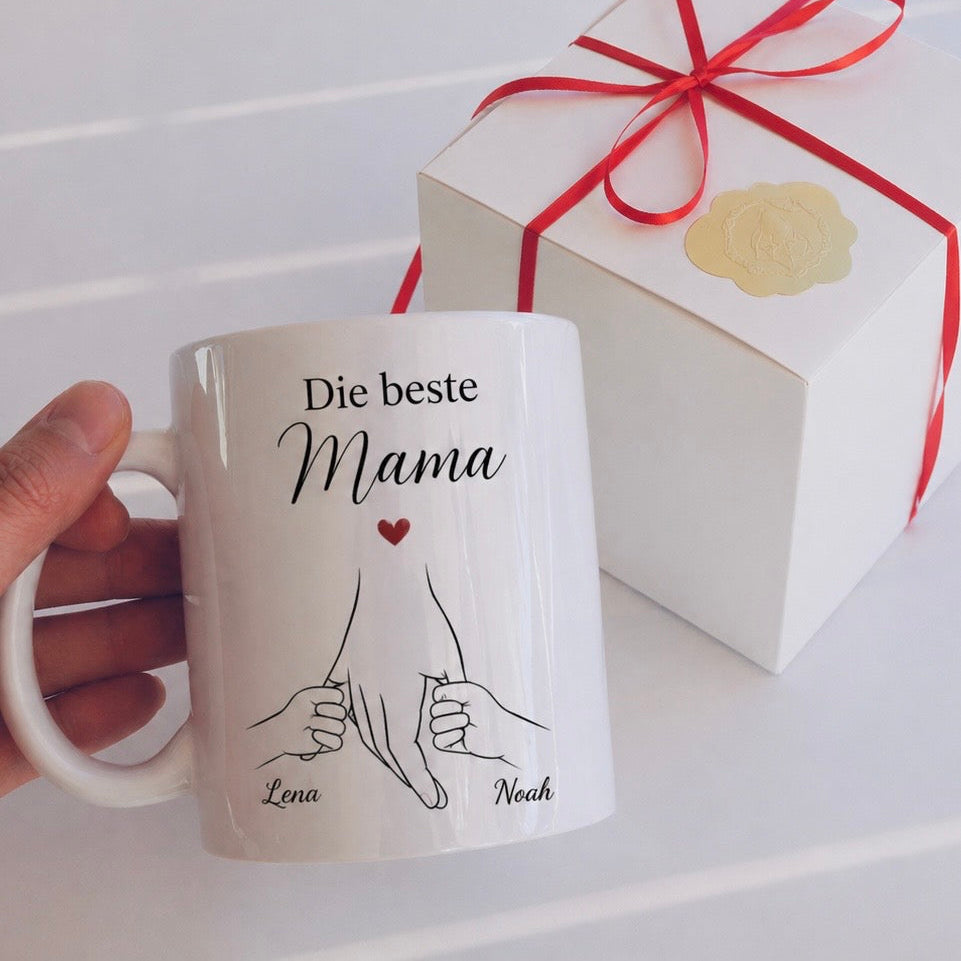 Kleine Hände, große Liebe – Personalisierte Muttertags Tasse
