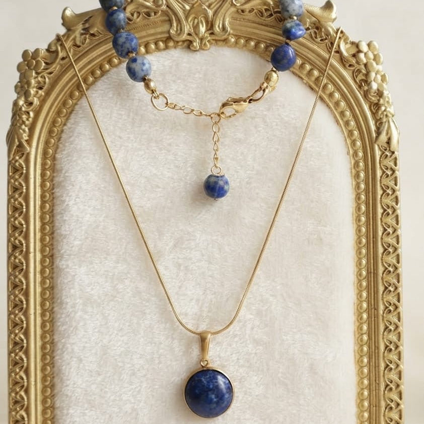 Lapis Lazuli Eleganz Set – 3-teiliges Schmuckset mit Ring, Halskette & Armband