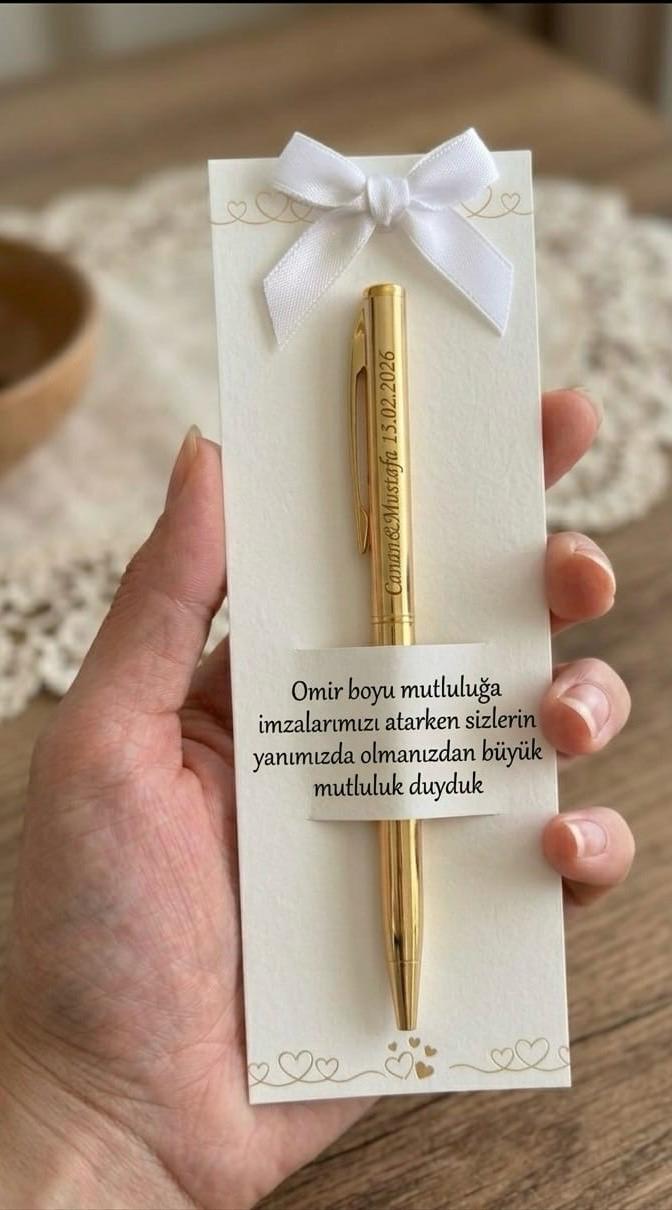 Personalisierter Gold Metall Kugelschreiber mit Gravur – Gastgeschenk Hochzeit – Name & Hochzeitsdatum
