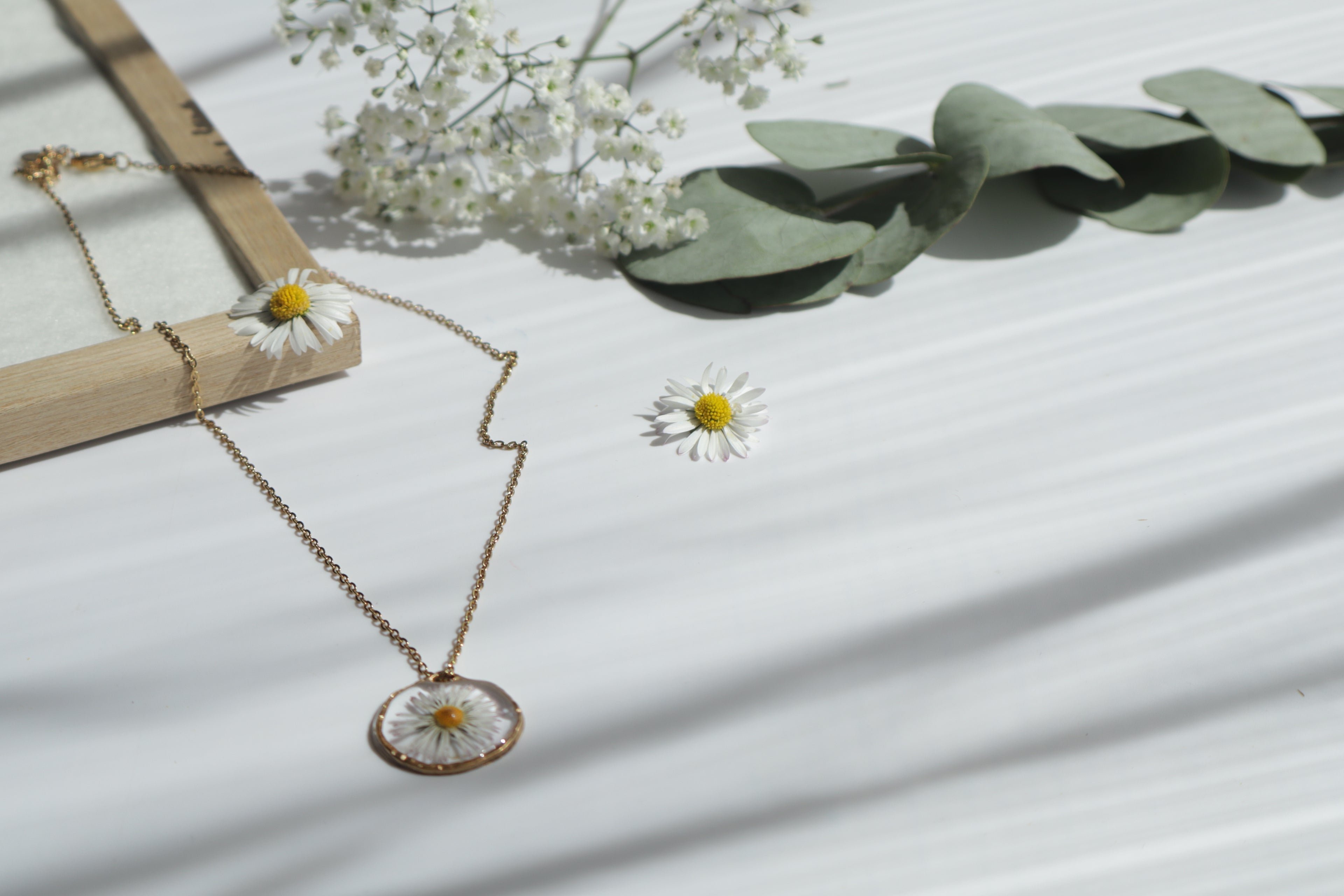 Lia - Gänseblümchen Echte Blumen Epoxidharz Halskette