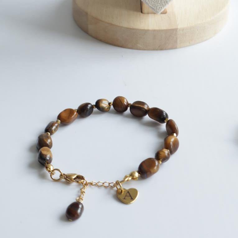 Nazenin – Personalisierbares Armband aus echtem Tigerauge & Hämatit