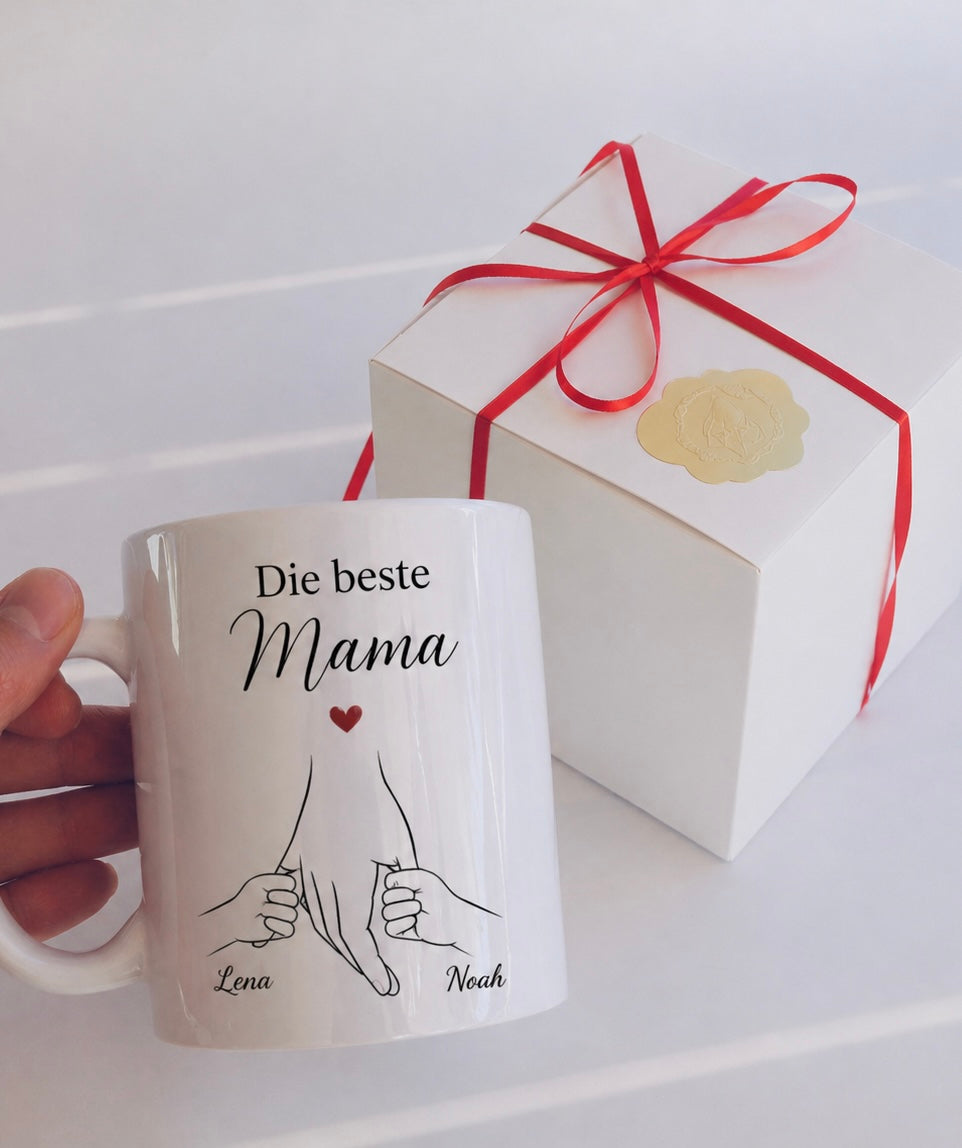 Kleine Hände, große Liebe – Personalisierte Muttertags Tasse